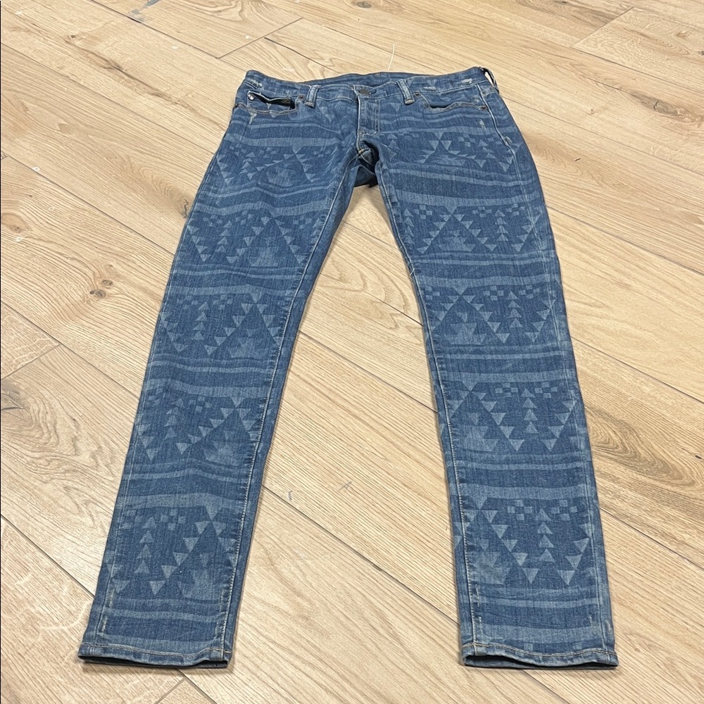 Denim & Supply Ralph Lauren Blue Aztec-Pattern Skinny Jeans Y2K